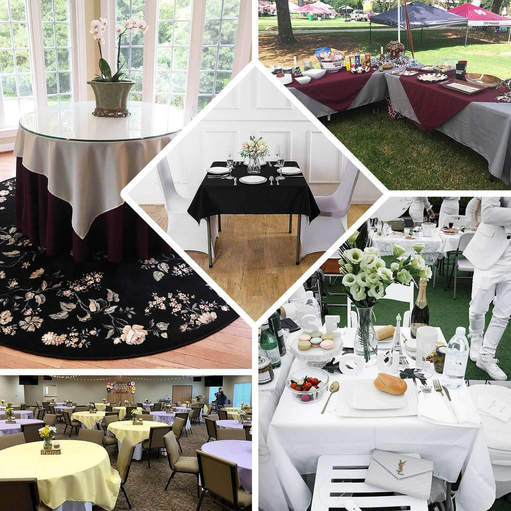 Premium Polyester 70"x70" Table Overlay Square Tablecloth Beige 220GSM Wrinkle - Resistant Table Cover - Bell Racket Store