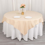 Premium Polyester 70"x70" Table Overlay Square Tablecloth Beige 220GSM Wrinkle - Resistant Table Cover - Bell Racket Store