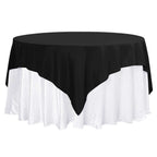 Premium Polyester 70"x70" Table Overlay Square Tablecloth Black 220GSM Wrinkle-Resistant Table Cover