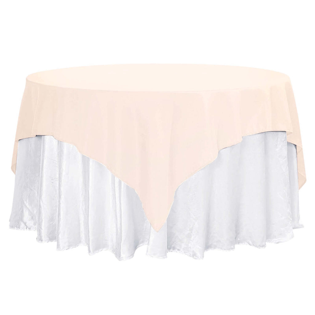 Premium Polyester 70"x70" Table Overlay Square Tablecloth Blush 220GSM Wrinkle - Resistant Table Cover - Bell Racket Store