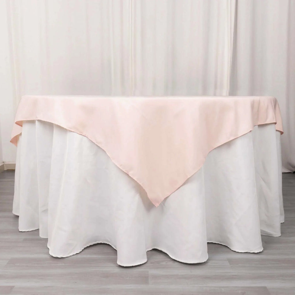 Premium Polyester 70"x70" Table Overlay Square Tablecloth Blush 220GSM Wrinkle - Resistant Table Cover - Bell Racket Store