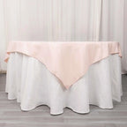 Premium Polyester 70"x70" Table Overlay Square Tablecloth Blush 220GSM Wrinkle - Resistant Table Cover - Bell Racket Store