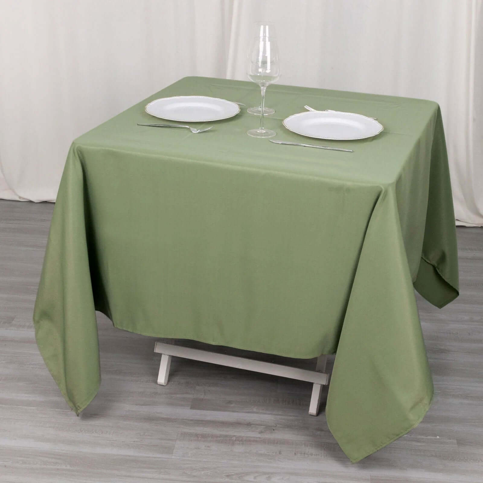 Premium Polyester 70"x70" Table Overlay Square Tablecloth Dusty Sage 220GSM Wrinkle - Resistant Table Cover - Bell Racket Store