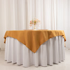 Premium Polyester 70"x70" Table Overlay Square Tablecloth Gold 220GSM Wrinkle - Resistant Table Cover for Stylish Gatherings - Bell Racket Store