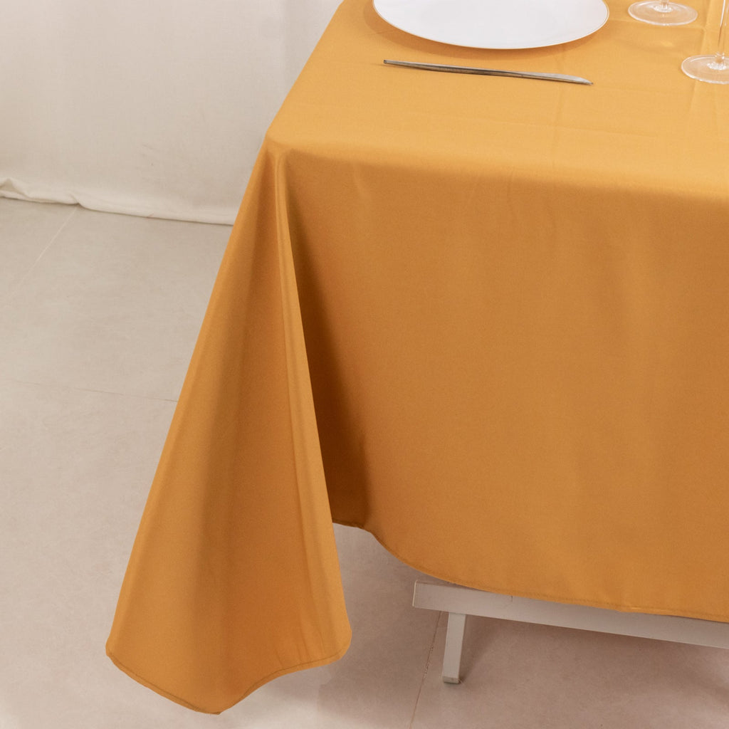 Premium Polyester 70"x70" Table Overlay Square Tablecloth Gold 220GSM Wrinkle - Resistant Table Cover for Stylish Gatherings - Bell Racket Store