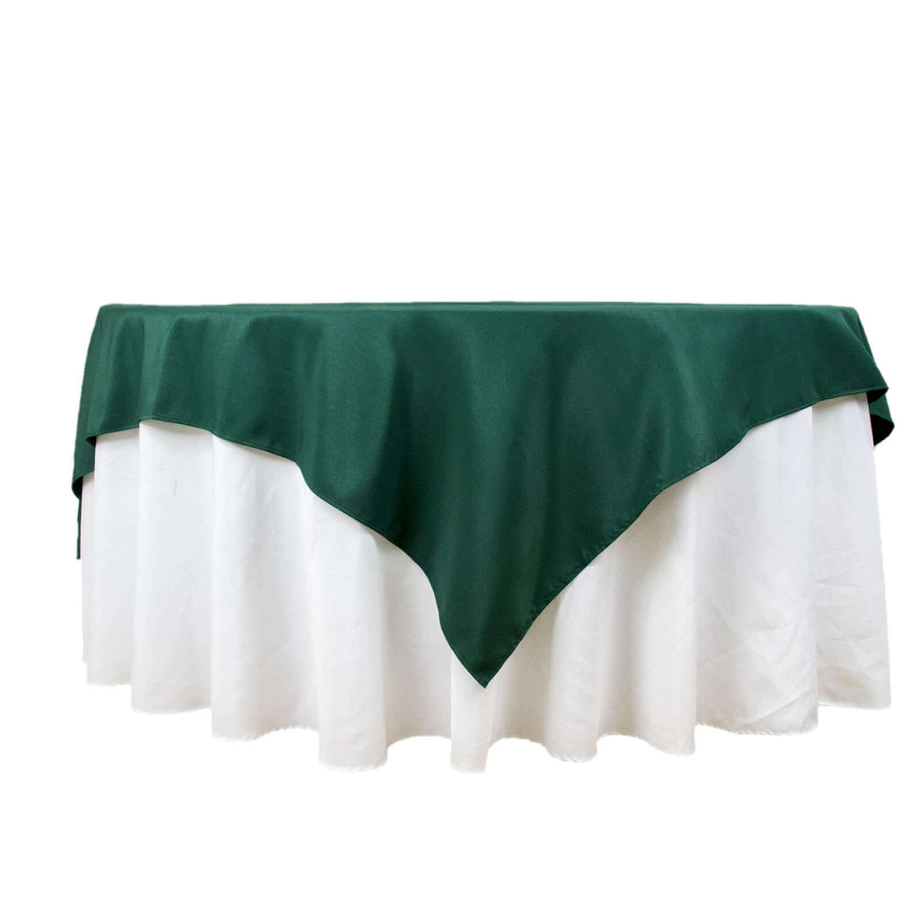 Premium Polyester 70"x70" Table Overlay Square Tablecloth Hunter Emerald Green 220GSM Wrinkle - Resistant Table Cover - Bell Racket Store
