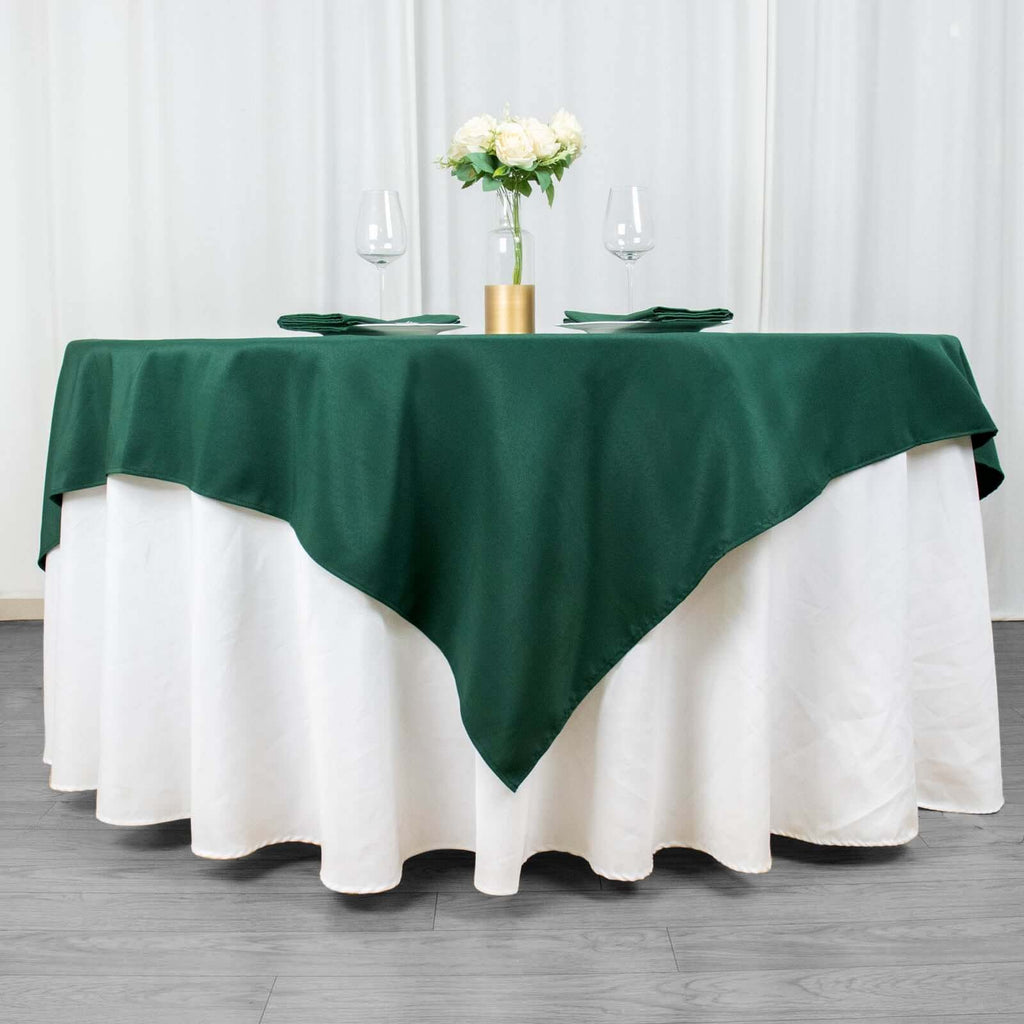 Premium Polyester 70"x70" Table Overlay Square Tablecloth Hunter Emerald Green 220GSM Wrinkle - Resistant Table Cover - Bell Racket Store