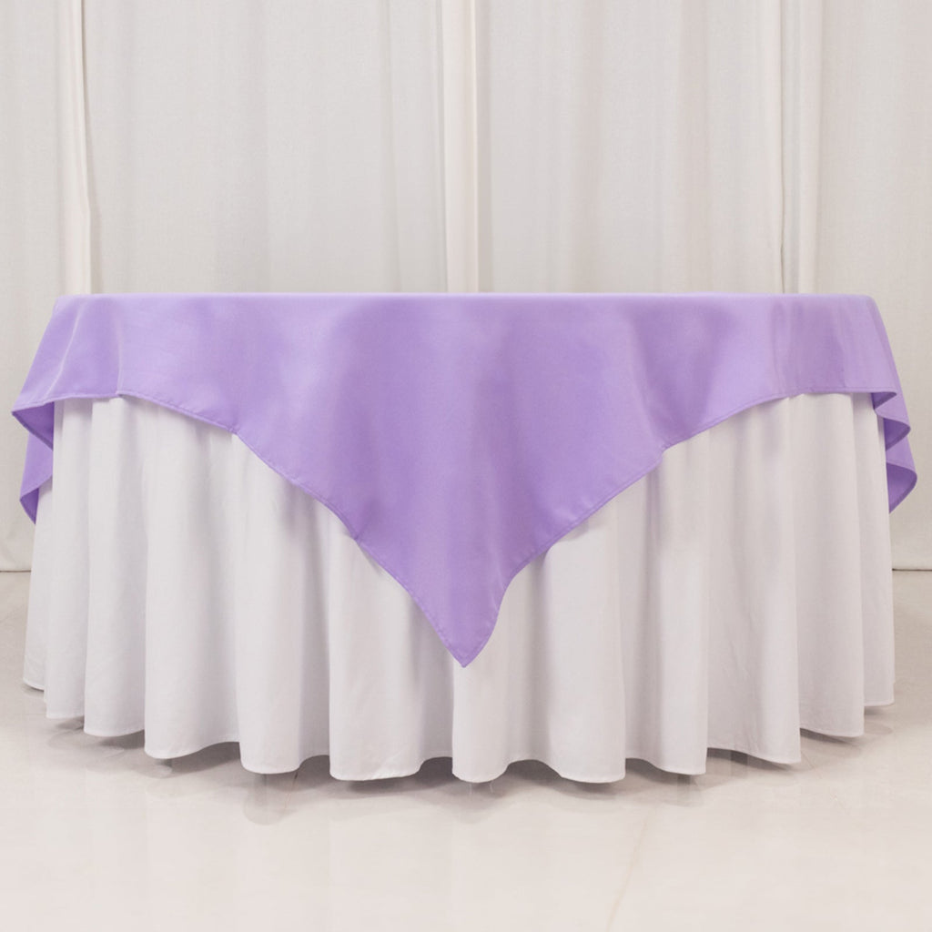 Premium Polyester 70"x70" Table Overlay Square Tablecloth Lavender Lilac 220GSM Wrinkle - Resistant Table Cover - Bell Racket Store