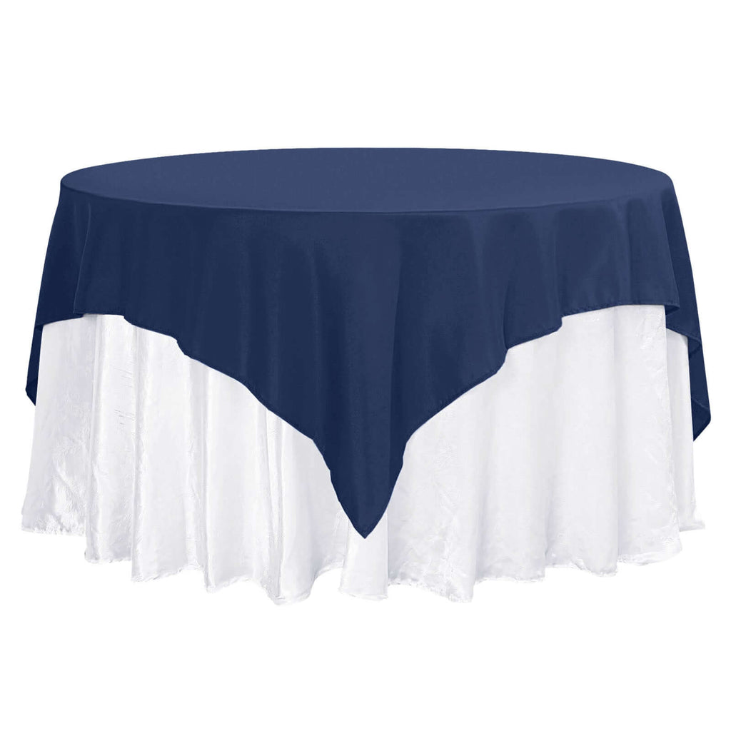 Premium Polyester 70"x70" Table Overlay Square Tablecloth Navy Blue 220GSM Wrinkle-Resistant Table Cover