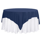 Premium Polyester 70"x70" Table Overlay Square Tablecloth Navy Blue 220GSM Wrinkle-Resistant Table Cover