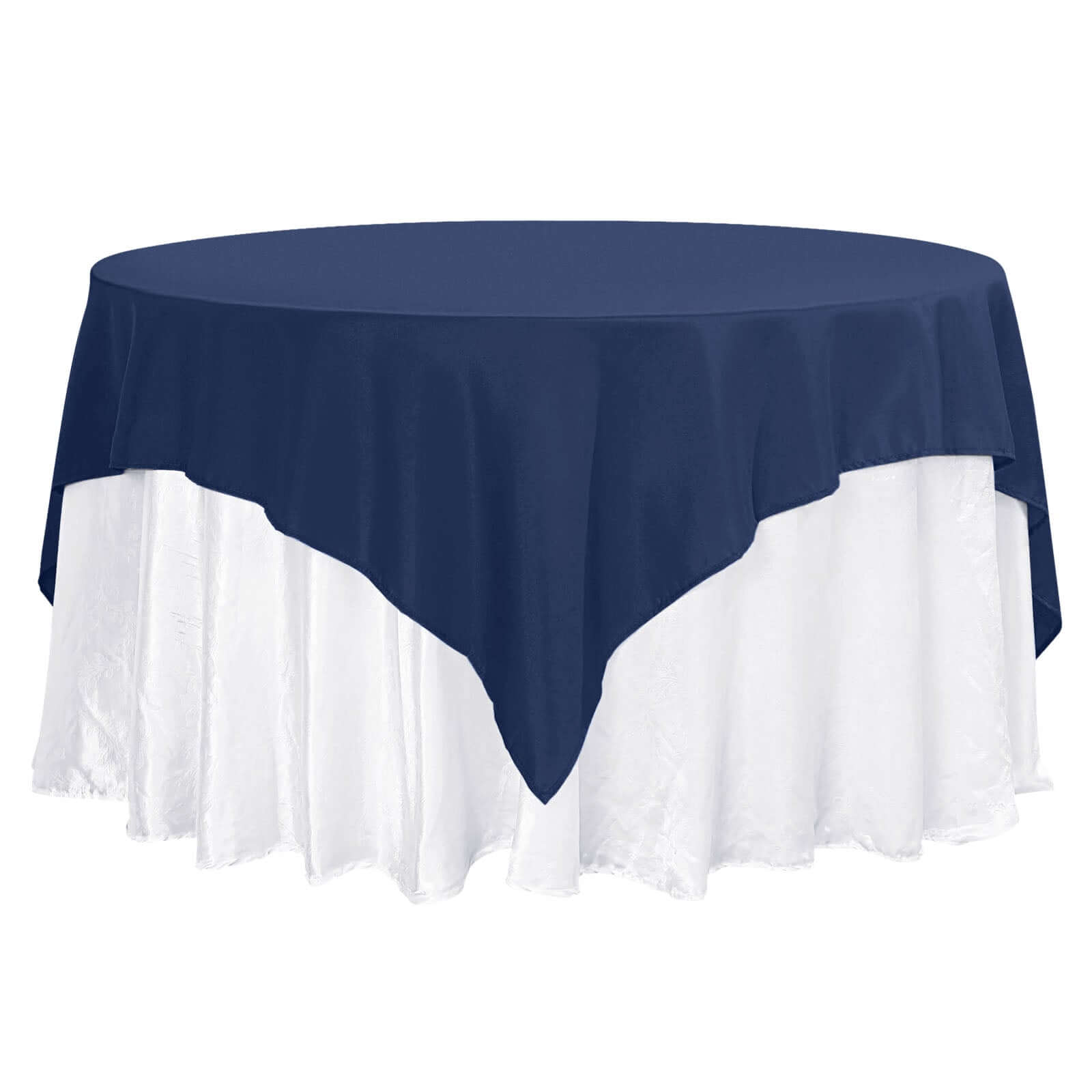 Premium Polyester 70"x70" Table Overlay Square Tablecloth Navy Blue 220GSM Wrinkle-Resistant Table Cover