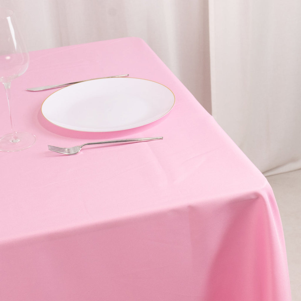 Premium Polyester 70"x70" Table Overlay Square Tablecloth Pink 220GSM Wrinkle - Resistant Table Cover - Bell Racket Store