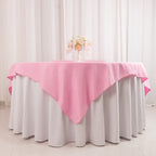 Premium Polyester 70"x70" Table Overlay Square Tablecloth Pink 220GSM Wrinkle - Resistant Table Cover - Bell Racket Store