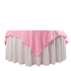 Premium Polyester 70"x70" Table Overlay Square Tablecloth Pink 220GSM Wrinkle - Resistant Table Cover - Bell Racket Store