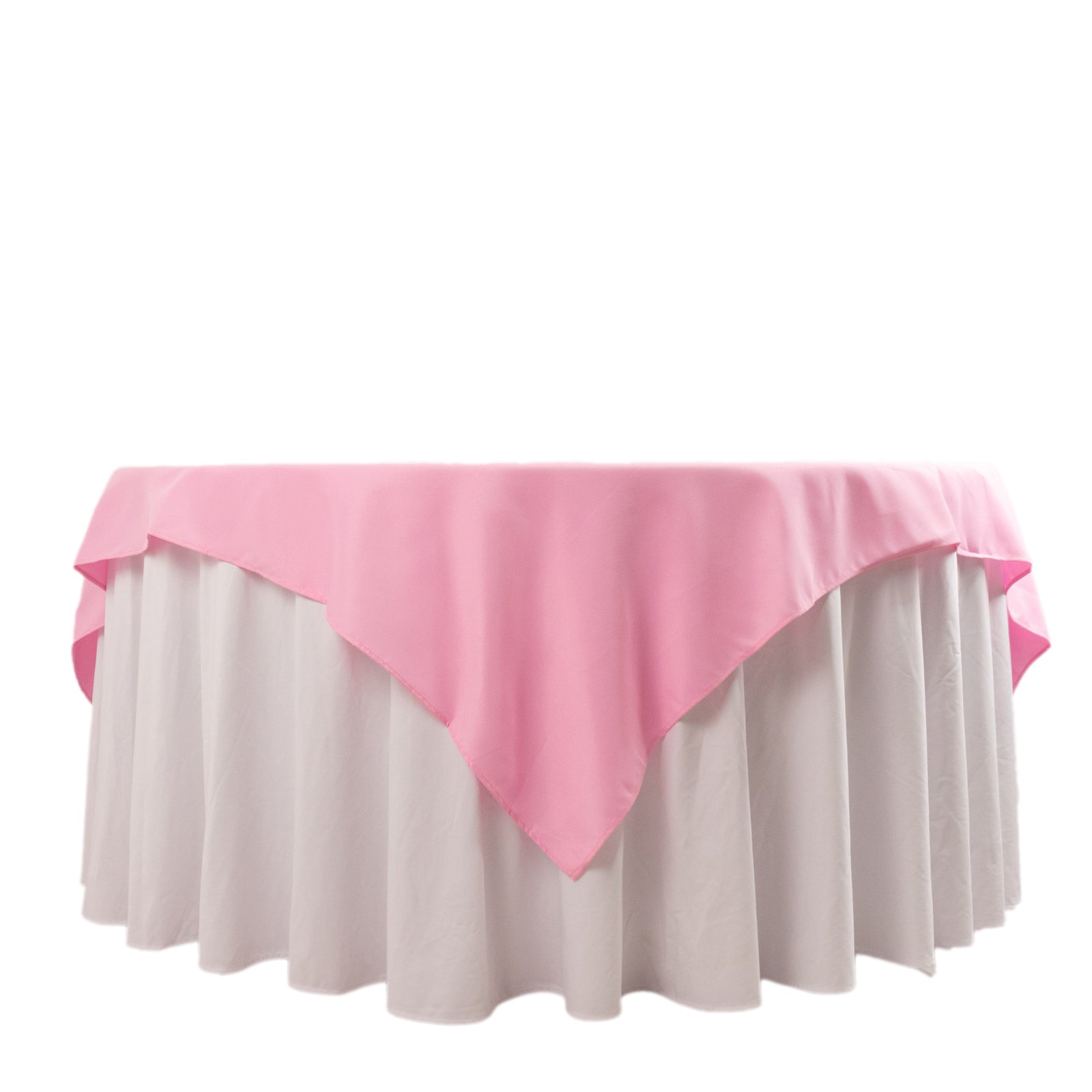 Premium Polyester 70"x70" Table Overlay Square Tablecloth Pink 220GSM Wrinkle - Resistant Table Cover - Bell Racket Store
