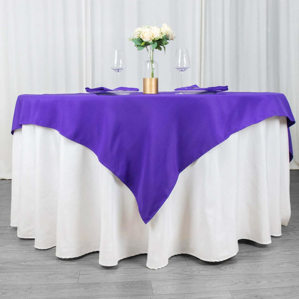 Premium Polyester 70"x70" Table Overlay Square Tablecloth Purple 220GSM Wrinkle - Resistant Table Cover - Bell Racket Store