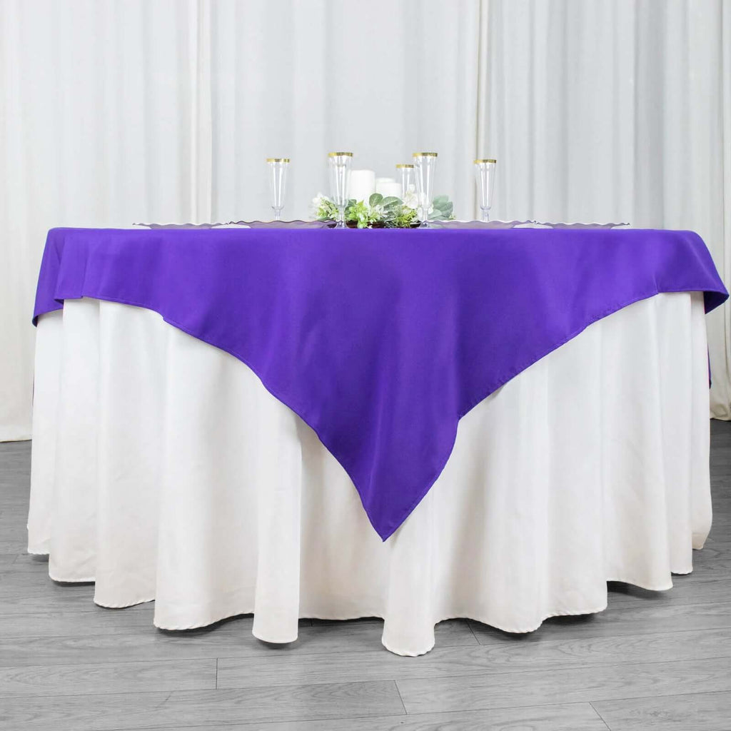 Premium Polyester 70"x70" Table Overlay Square Tablecloth Purple 220GSM Wrinkle - Resistant Table Cover - Bell Racket Store