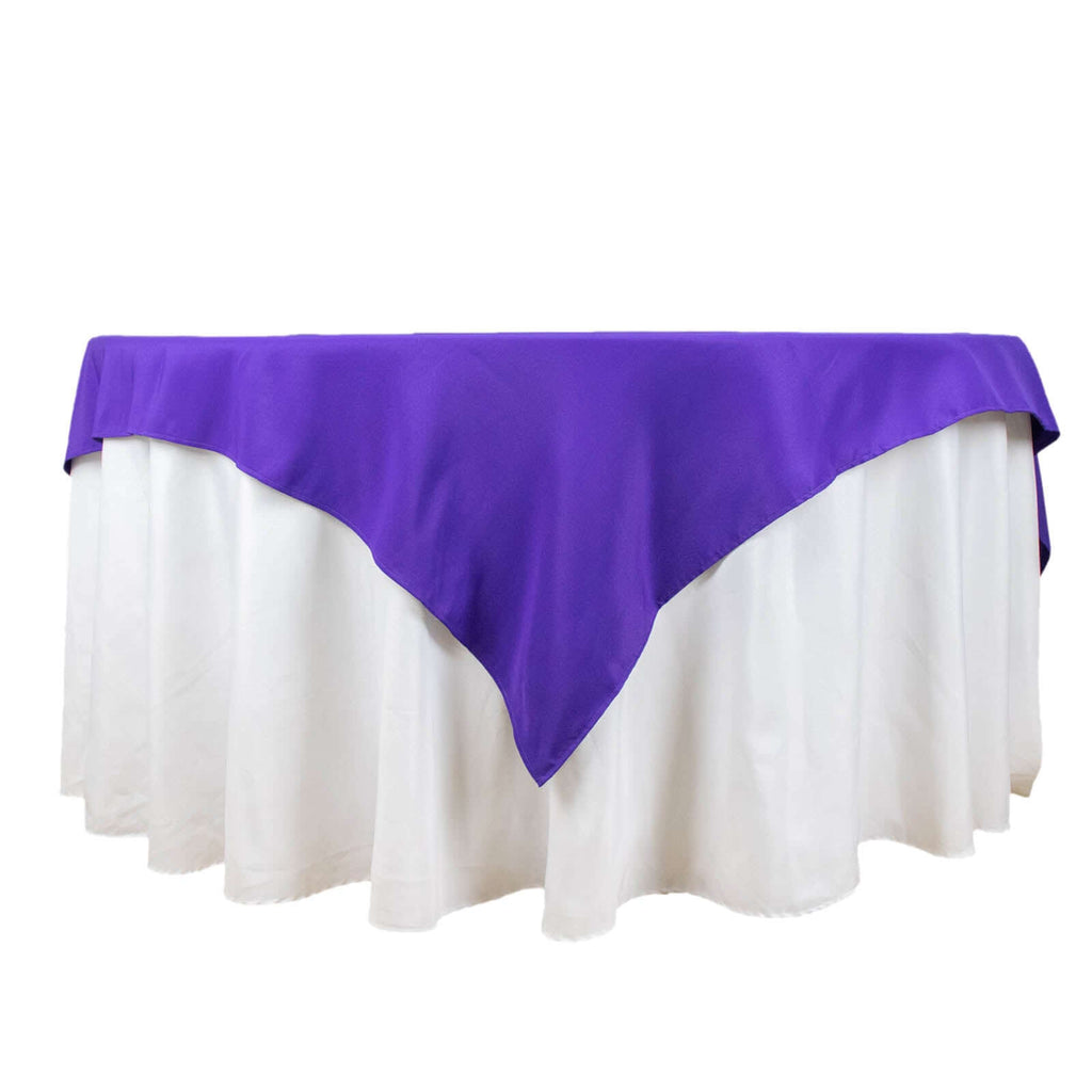 Premium Polyester 70"x70" Table Overlay Square Tablecloth Purple 220GSM Wrinkle - Resistant Table Cover - Bell Racket Store