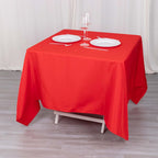 Premium Polyester 70"x70" Table Overlay Square Tablecloth Red 220GSM Wrinkle - Resistant Table Cover - Bell Racket Store