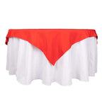 Premium Polyester 70"x70" Table Overlay Square Tablecloth Red 220GSM Wrinkle - Resistant Table Cover - Bell Racket Store