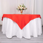 Premium Polyester 70"x70" Table Overlay Square Tablecloth Red 220GSM Wrinkle - Resistant Table Cover - Bell Racket Store