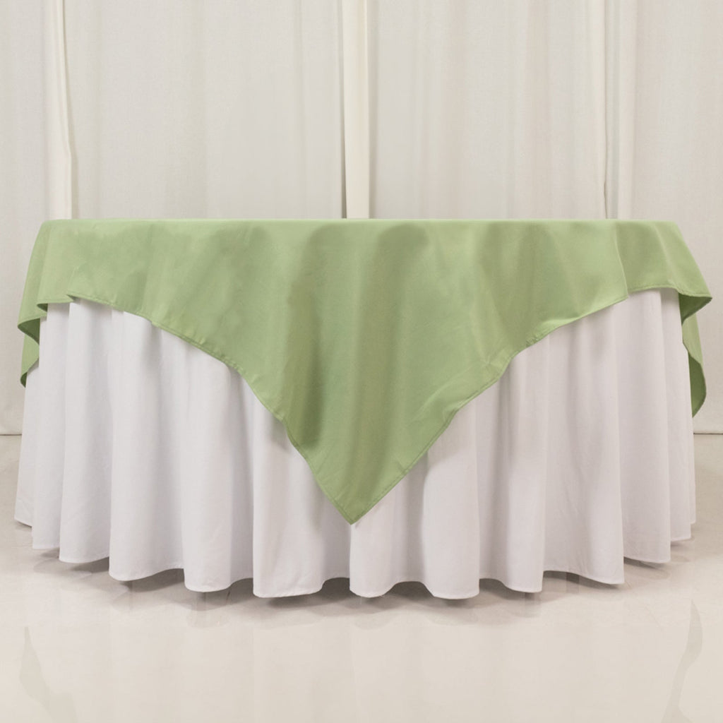 Premium Polyester 70"x70" Table Overlay Square Tablecloth Sage Green 220GSM Wrinkle - Resistant Table Cover - Bell Racket Store