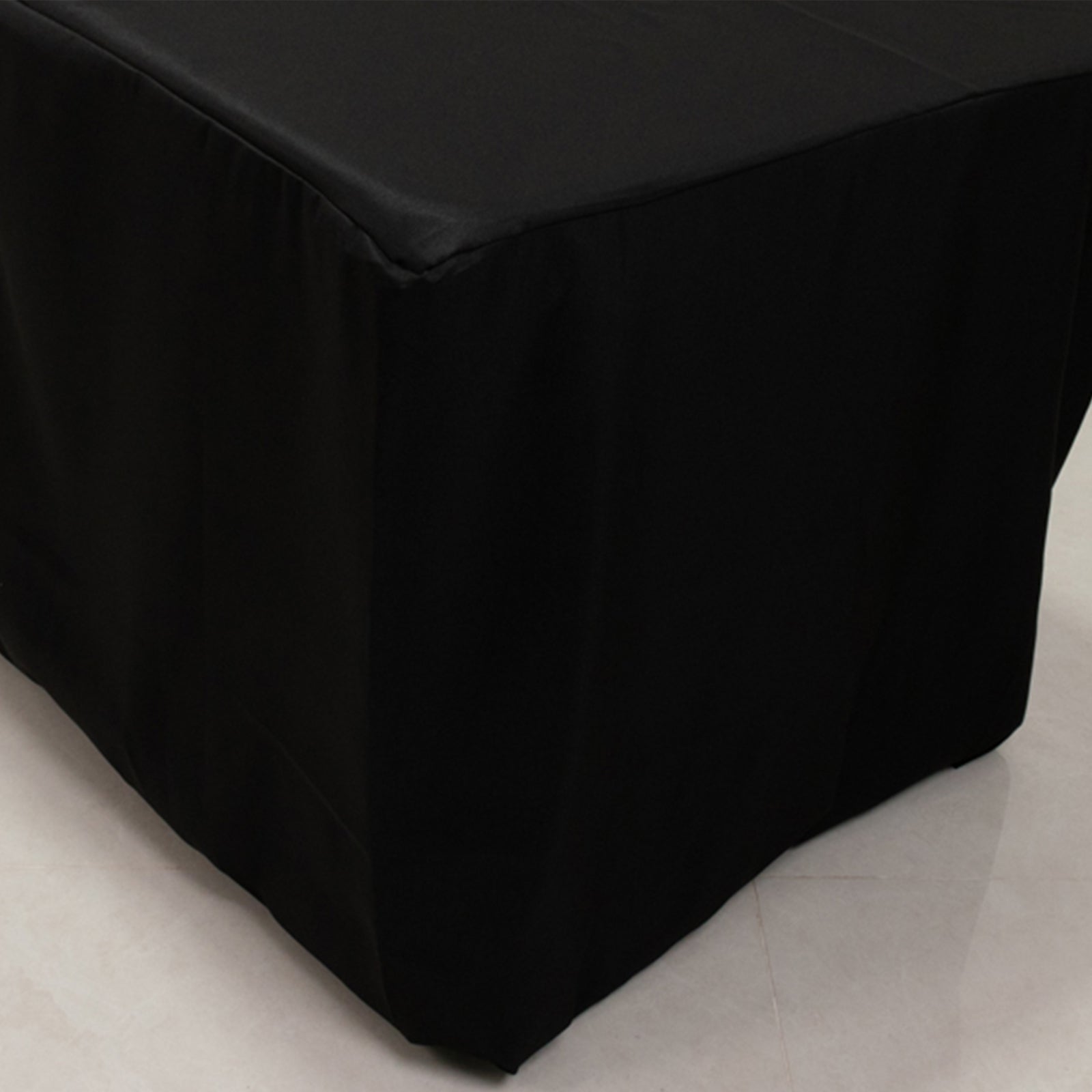 Premium Polyester 8ft Rectangle Tablecloth Black Durable Fitted 220GSM Table Cover - Bell Racket Store