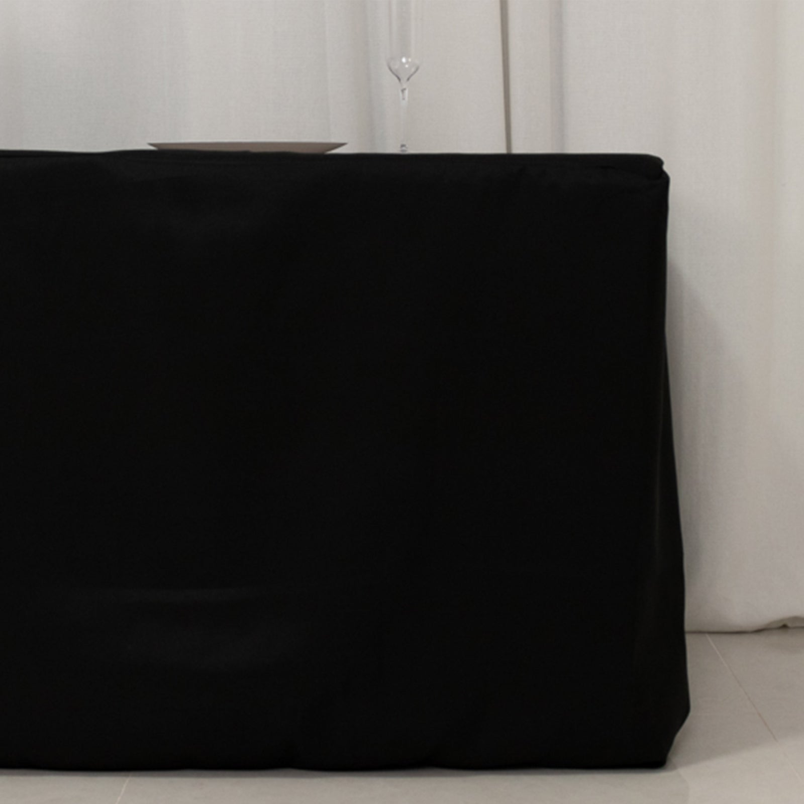 Premium Polyester 8ft Rectangle Tablecloth Black Durable Fitted 220GSM Table Cover - Bell Racket Store