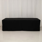 Premium Polyester 8ft Rectangle Tablecloth Black Durable Fitted 220GSM Table Cover - Bell Racket Store