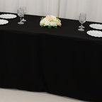 Premium Polyester 8ft Rectangle Tablecloth Black Durable Fitted 220GSM Table Cover - Bell Racket Store