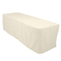 Premium Polyester 8ft Rectangle Tablecloth Ivory Durable Fitted 220GSM Table Cover - Bell Racket Store