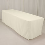 Premium Polyester 8ft Rectangle Tablecloth Ivory Durable Fitted 220GSM Table Cover - Bell Racket Store