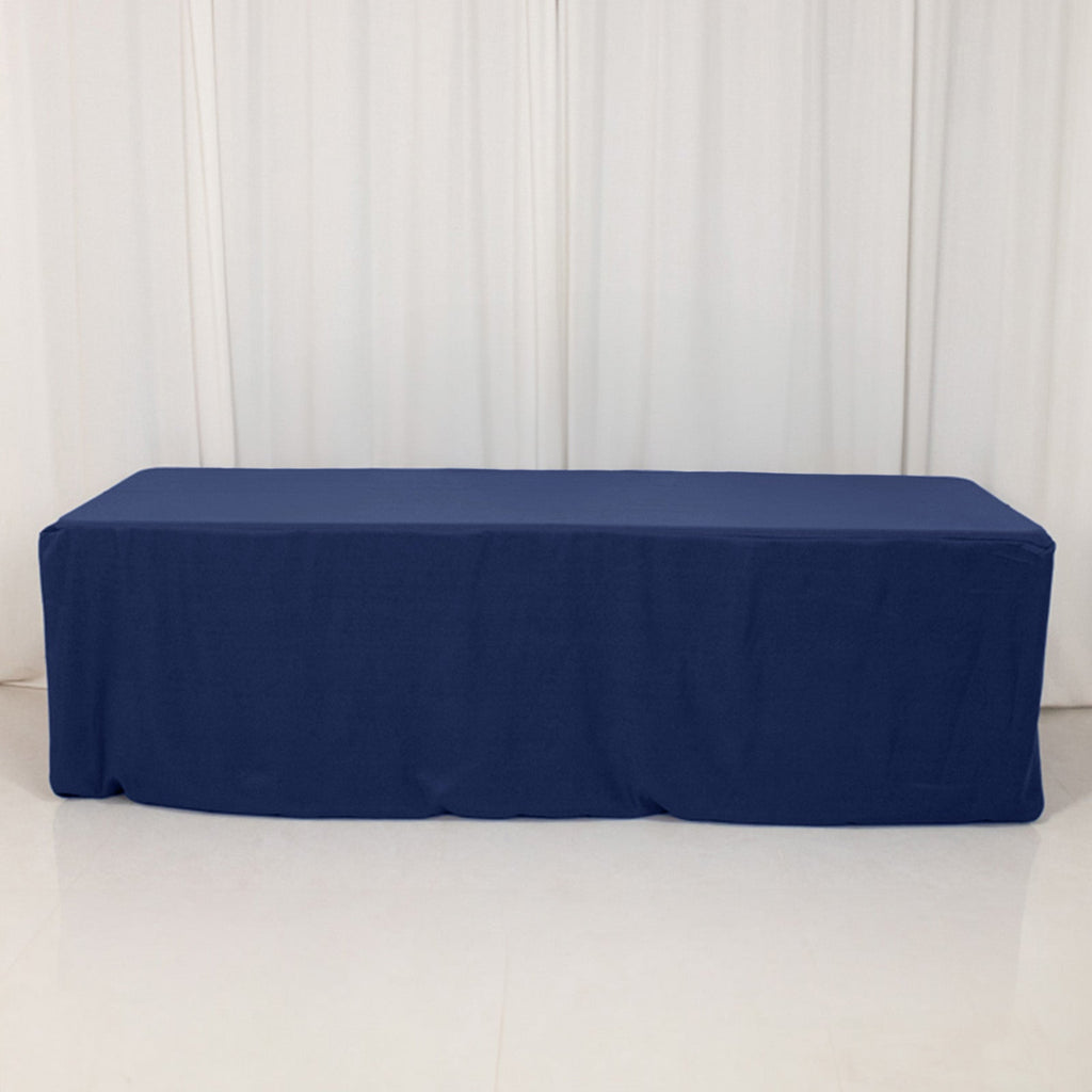 Premium Polyester 8ft Rectangle Tablecloth Navy Blue Durable Fitted 220GSM Table Cover - Bell Racket Store