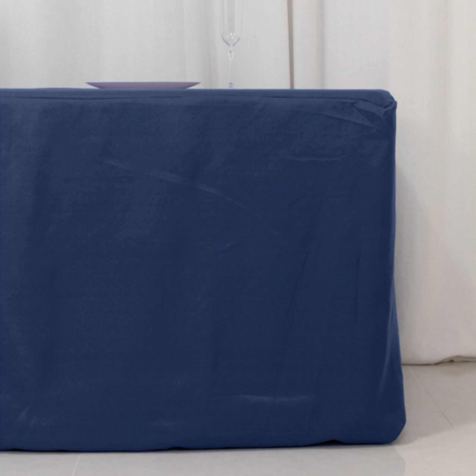 Premium Polyester 8ft Rectangle Tablecloth Navy Blue Durable Fitted 220GSM Table Cover - Bell Racket Store