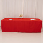 Premium Polyester 8ft Rectangle Tablecloth Red Durable Fitted 220GSM Table Cover - Bell Racket Store