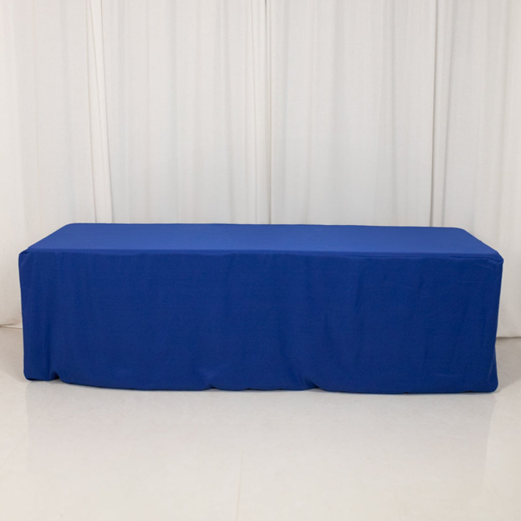 Premium Polyester 8ft Rectangle Tablecloth Royal Blue Durable Fitted 220GSM Table Cover - Bell Racket Store