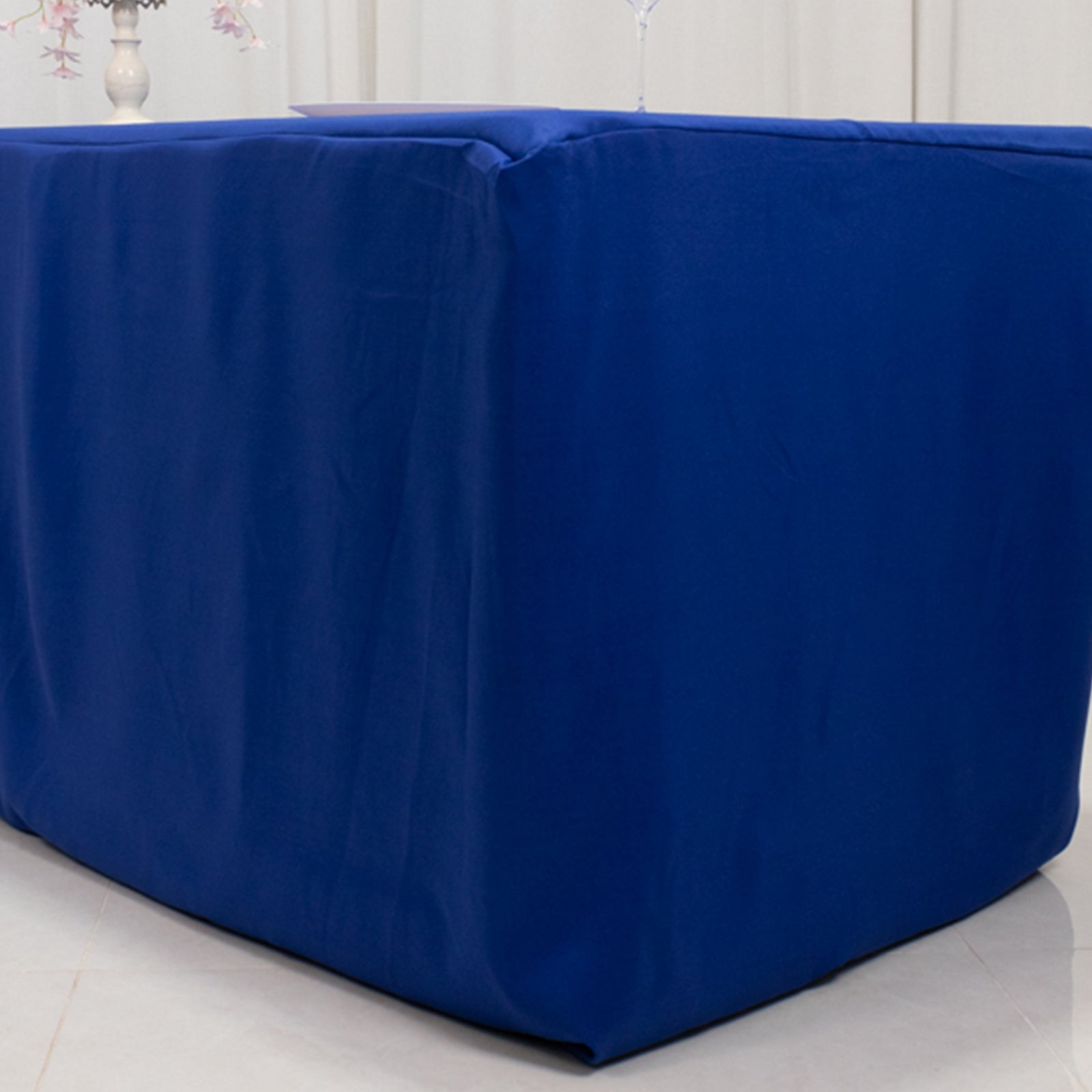 Premium Polyester 8ft Rectangle Tablecloth Royal Blue Durable Fitted 220GSM Table Cover - Bell Racket Store
