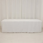 Premium Polyester 8ft Rectangle Tablecloth White Durable Fitted 220GSM Table Cover for Trade Shows & Events - Bell Racket Store