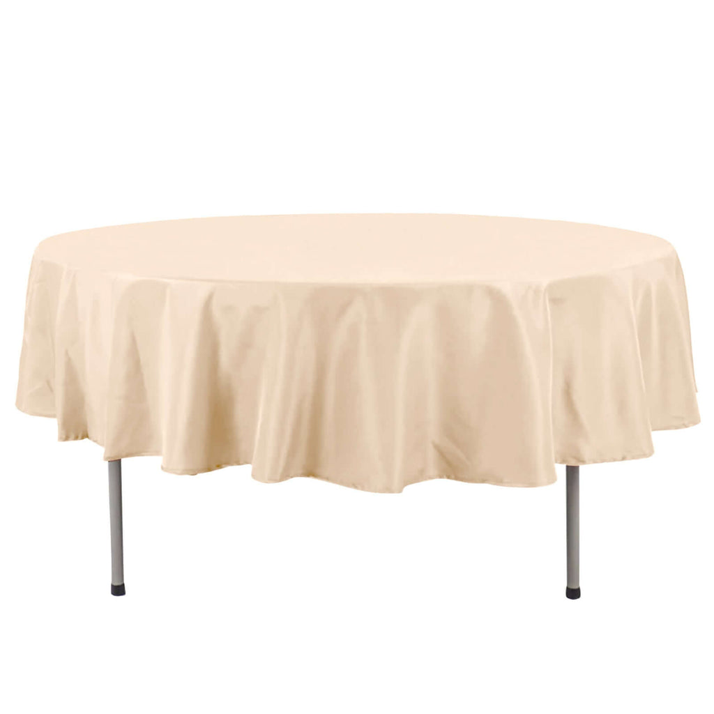 Premium Polyester 90" Round Tablecloth Beige - Stain and Wrinkle - Resistant Design with 220GSM Thickness Table Cover - Bell Racket Store