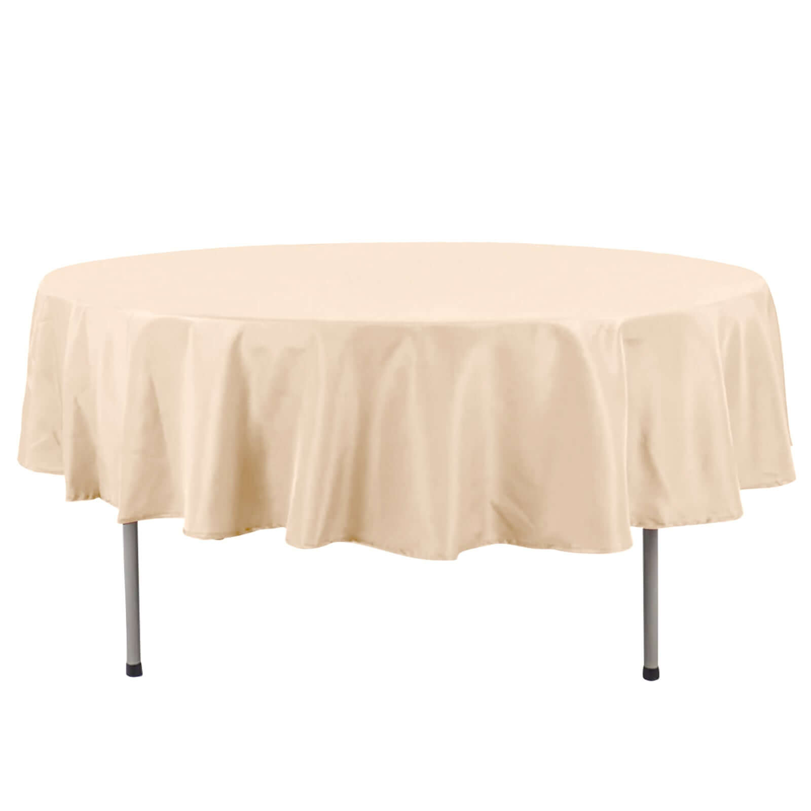 Premium Polyester 90" Round Tablecloth Beige - Stain and Wrinkle - Resistant Design with 220GSM Thickness Table Cover - Bell Racket Store