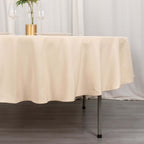 Premium Polyester 90" Round Tablecloth Beige - Stain and Wrinkle - Resistant Design with 220GSM Thickness Table Cover - Bell Racket Store