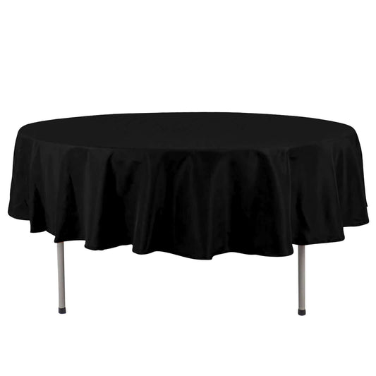 Premium Polyester 90" Round Tablecloth Black - Stain and Wrinkle - Resistant 220GSM Table Cover for Weddings & Event Decor - NestOCart