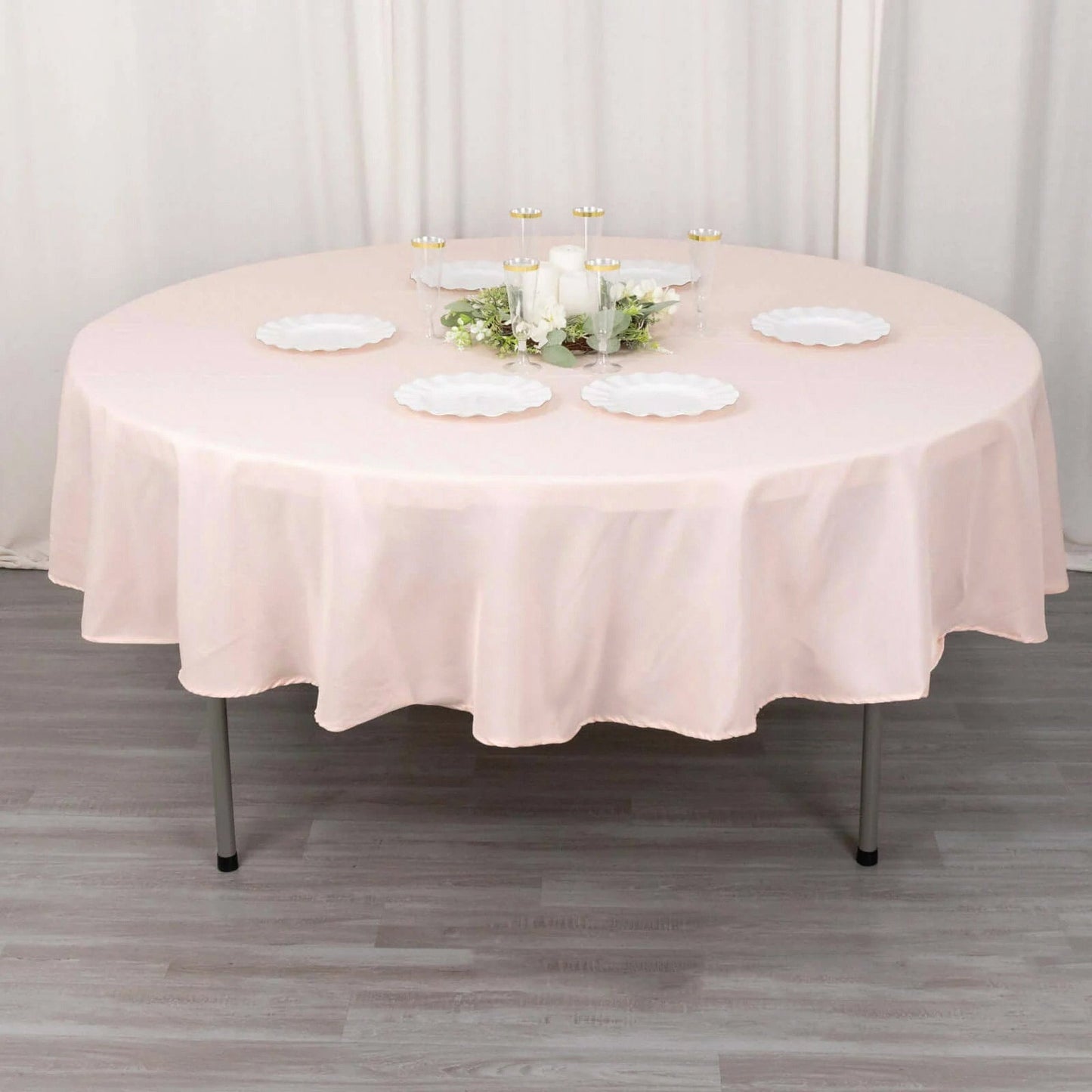 Premium Polyester 90" Round Tablecloth Blush - Stain and Wrinkle - Resistant Design with 220GSM Thickness Table Cover - Bell Racket Store