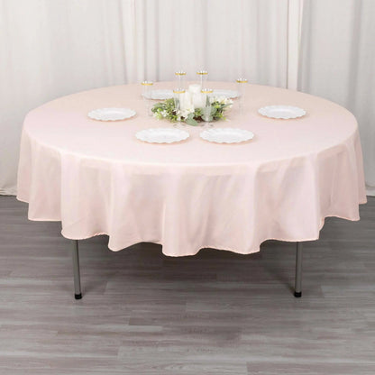 Premium Polyester 90" Round Tablecloth Blush - Stain and Wrinkle - Resistant Design with 220GSM Thickness Table Cover - Bell Racket Store