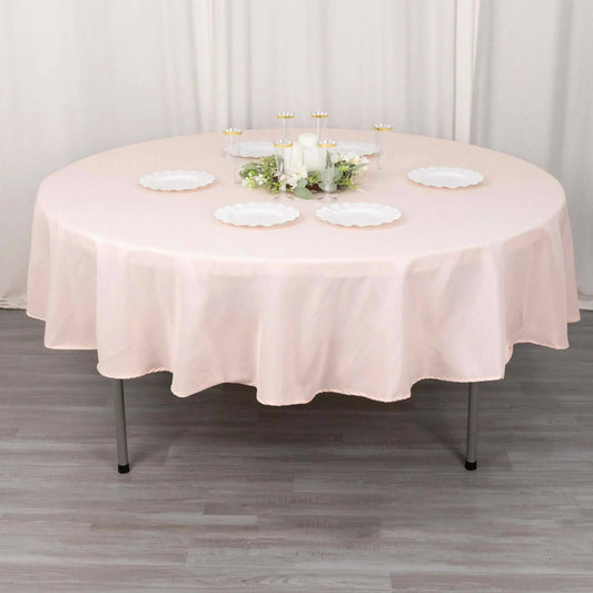 Premium Polyester 90" Round Tablecloth Blush - Stain and Wrinkle - Resistant Design with 220GSM Thickness Table Cover - Bell Racket Store