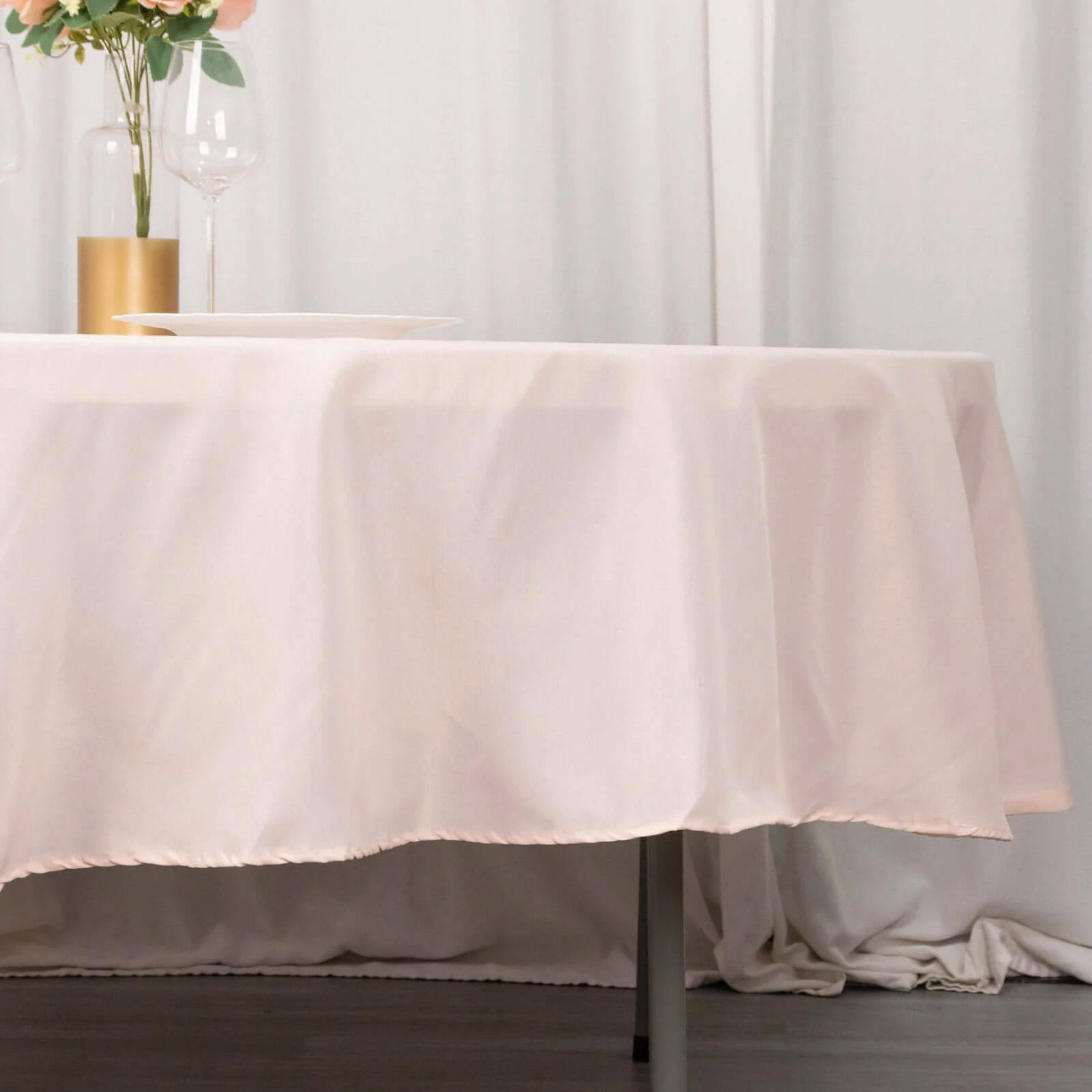 Premium Polyester 90" Round Tablecloth Blush - Stain and Wrinkle - Resistant Design with 220GSM Thickness Table Cover - Bell Racket Store