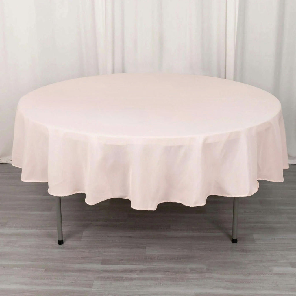 Premium Polyester 90" Round Tablecloth Blush - Stain and Wrinkle - Resistant Design with 220GSM Thickness Table Cover - Bell Racket Store
