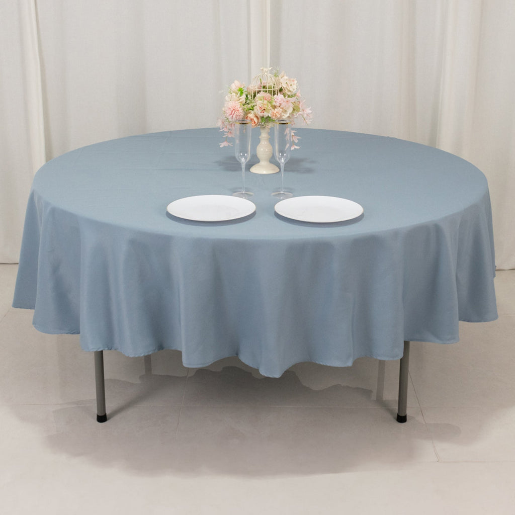 Premium Polyester 90" Round Tablecloth Dusty Blue - Stain and Wrinkle - Resistant Design with 220GSM Thickness Table Cover - Bell Racket Store