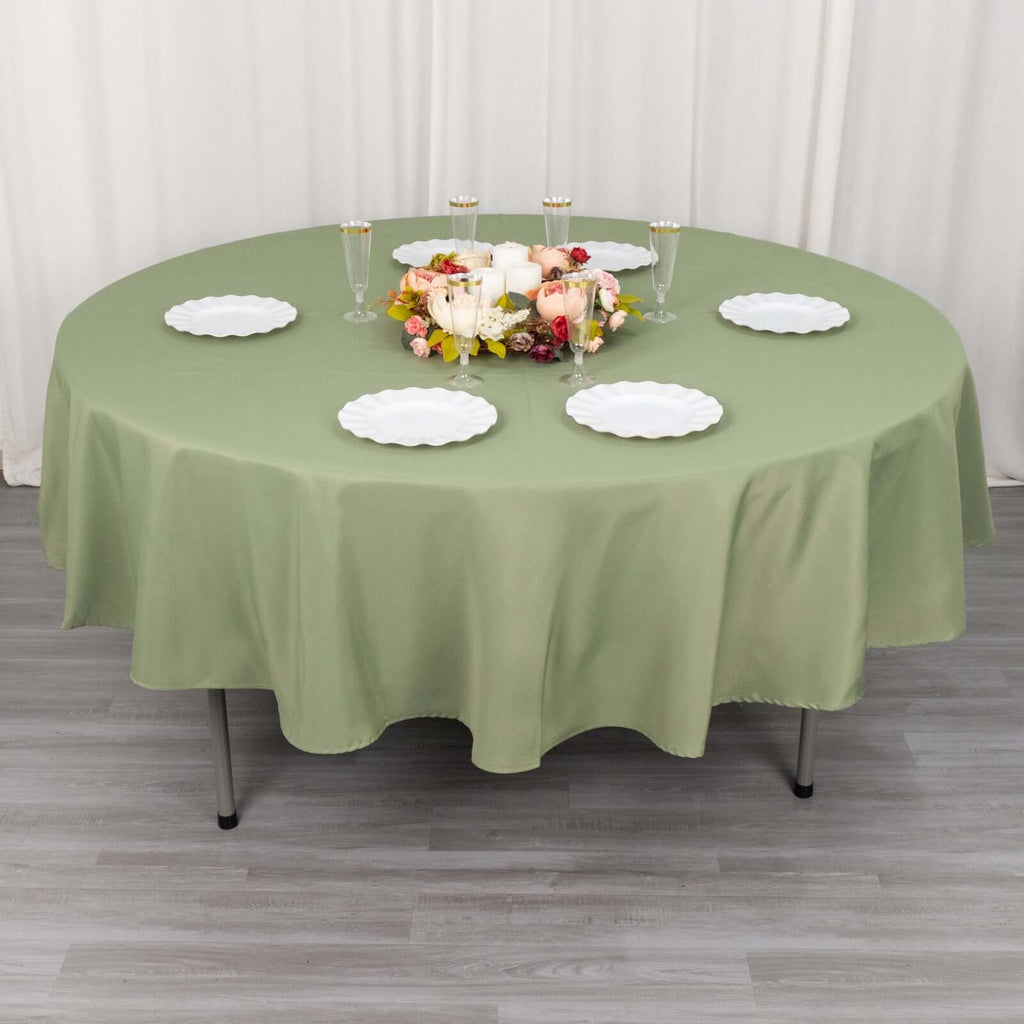 Premium Polyester 90" Round Tablecloth Dusty Sage Green - Stain and Wrinkle - Resistant Design with 220GSM Thickness Table Cover - Bell Racket Store