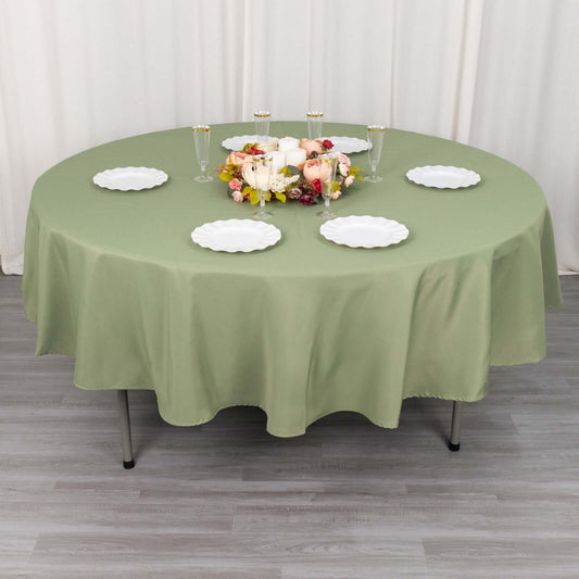 Premium Polyester 90" Round Tablecloth Dusty Sage Green - Stain and Wrinkle - Resistant Design with 220GSM Thickness Table Cover - Bell Racket Store